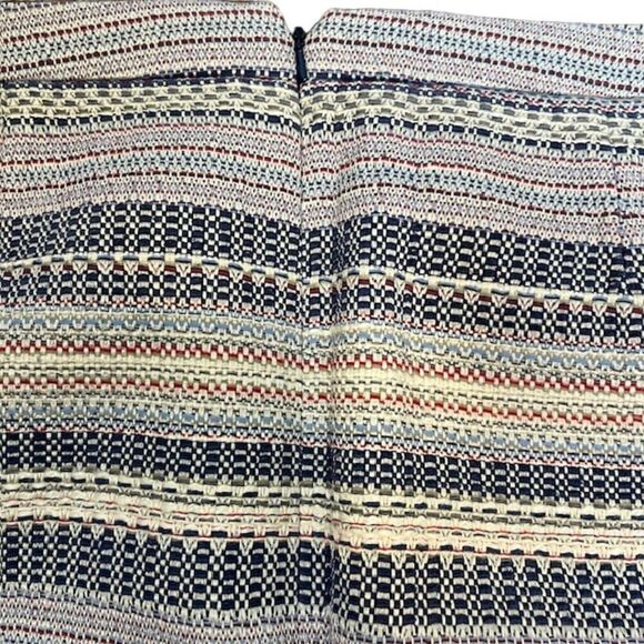 Halogen Tweed Textured Skirt Navy Natural Stripe Lined Back Zip Size 16 - Picture 5 of 10